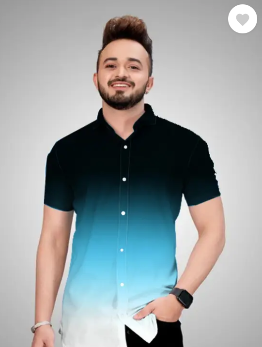 men regular fit dyed/ombre slim collar casual shirt